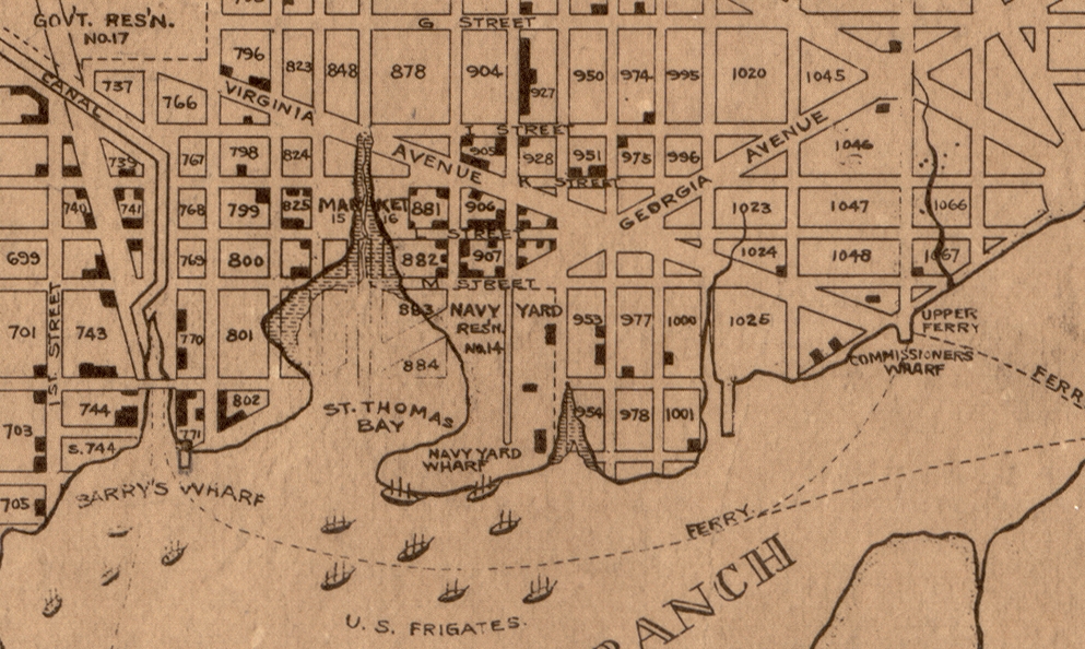 Detail of the 1931 map showing the area around the Navy Yard (LOC)