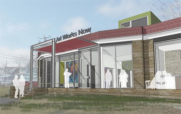 "A new beginning--Art Works Now breaks ground on their new home at 4800 Rhode Island Avenue in the Gateway Arts District.  Rendering courtesy McInturff Architects and Art Works Now."