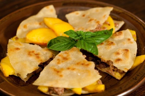 2.1 peach quesadilla served