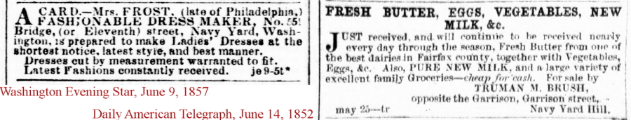 Two classified ads showing the use of these names. The Brush grocery is the same that I wrote about last week (LoC)