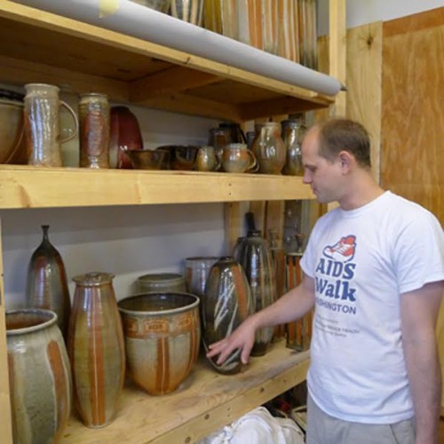 Joe Hick ceramics is among 13 participants of the December 2015 Mount Rainier Open Studio Tour. Photo by Phil Hutinet for East City Art.