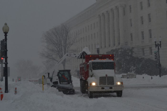 The Architect of the Capitol is already trucking away snow. Probably going to be continuing to do so for a couple of days.