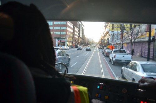 A new view - how it looks over the shoulder of the driver, while driving west on H Street. (RSP)