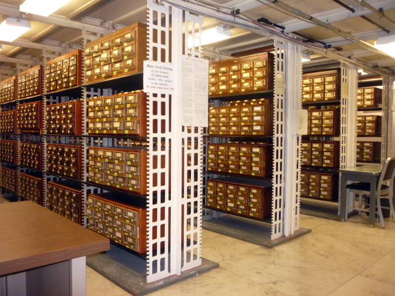 One of the rooms open is the card catalog, which was until 1986 the primary way to find books in the library. It has since been converted to digital, but the old paper copy is kept, just in case errors were made in the transcription. The librarians fought hard for this. 