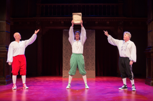 The Reduced Shakespeare Company presents the literary Holy Grail – William Shakespeare’s Long Lost First Play (abridged). Pictured (l to r): Reed Martin, Teddy Spencer, Austin Tichenor.