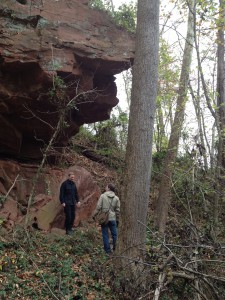 Author Garrett Peck (right) fails to be killed by giant rock at Seneca Quarry