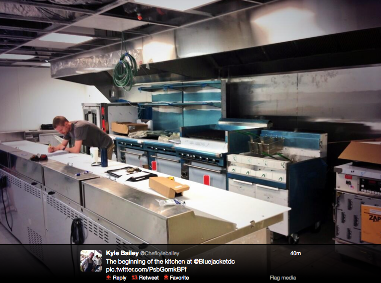 Chef Kyle Bailey's twitter photo of the Bluejacket kitchen. Via Twitter.
